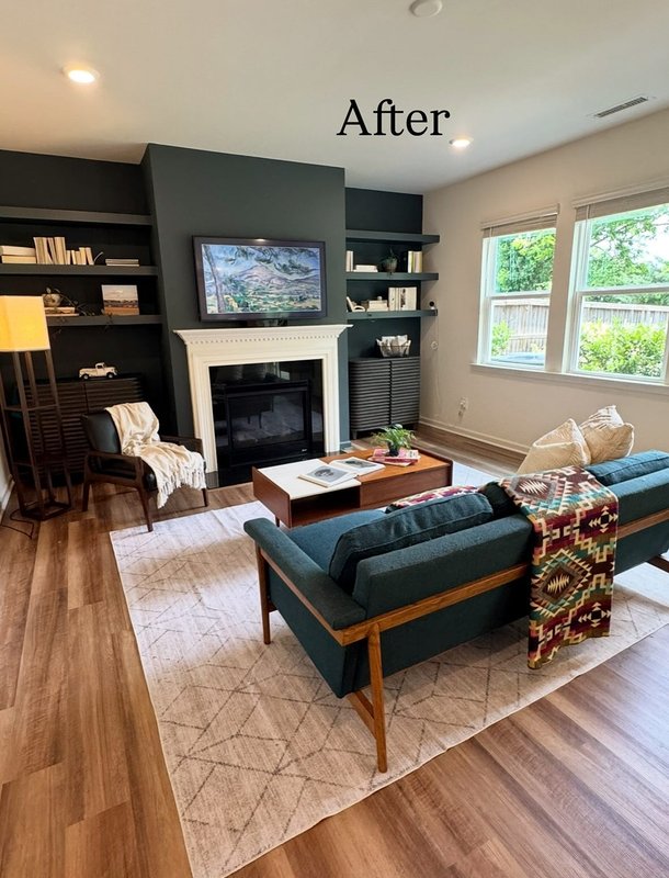 The same family room after styling